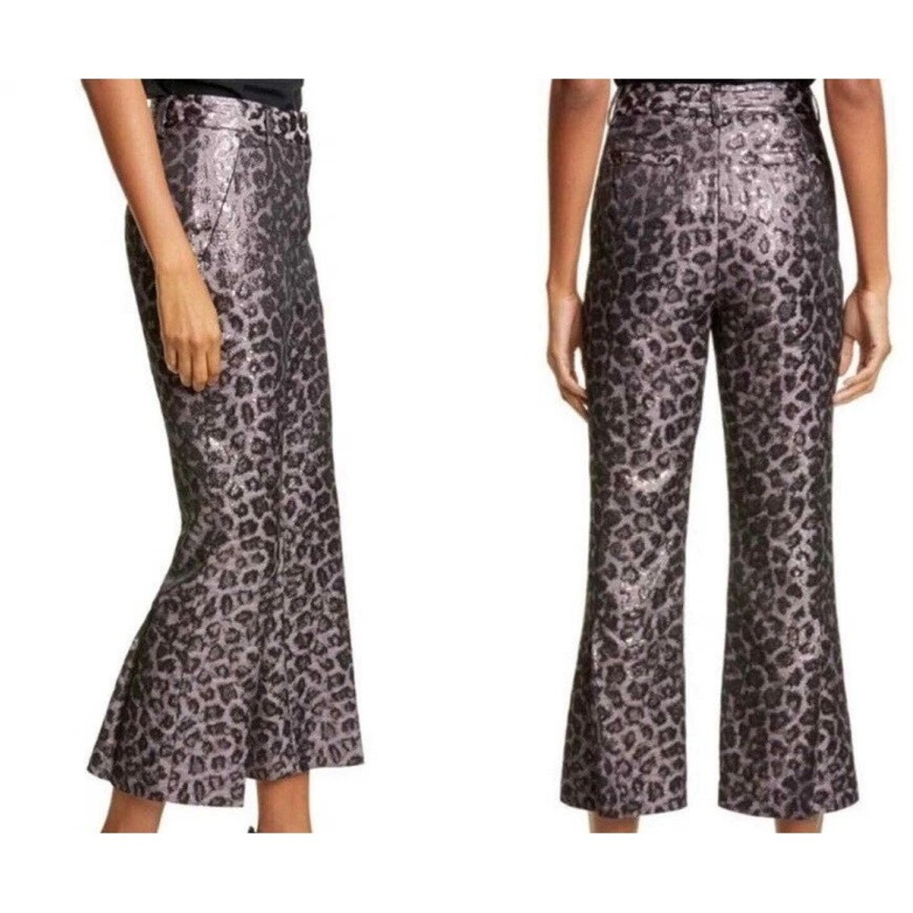Tanya Taylor Madden Metallic Leopard Print Pants Size 2